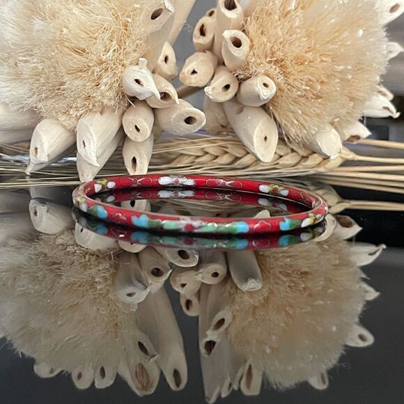 Vintage Red cloisonné painted bracelet bangle - Picture 1 of 3